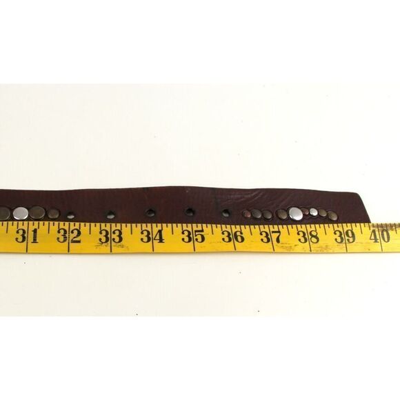 CLASSIC BROWN REAL LEATHER 1.5"Wd STUDDED DRESS CASUAL WOMEN'S BELT Sz S/M (E97 - Picture 10 of 12